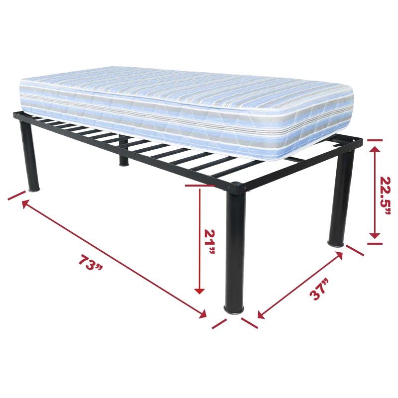 White Noise Ziva University Heavy Duty Steel Platform Bed Base with 3" Round Tube Legs | Wayfair