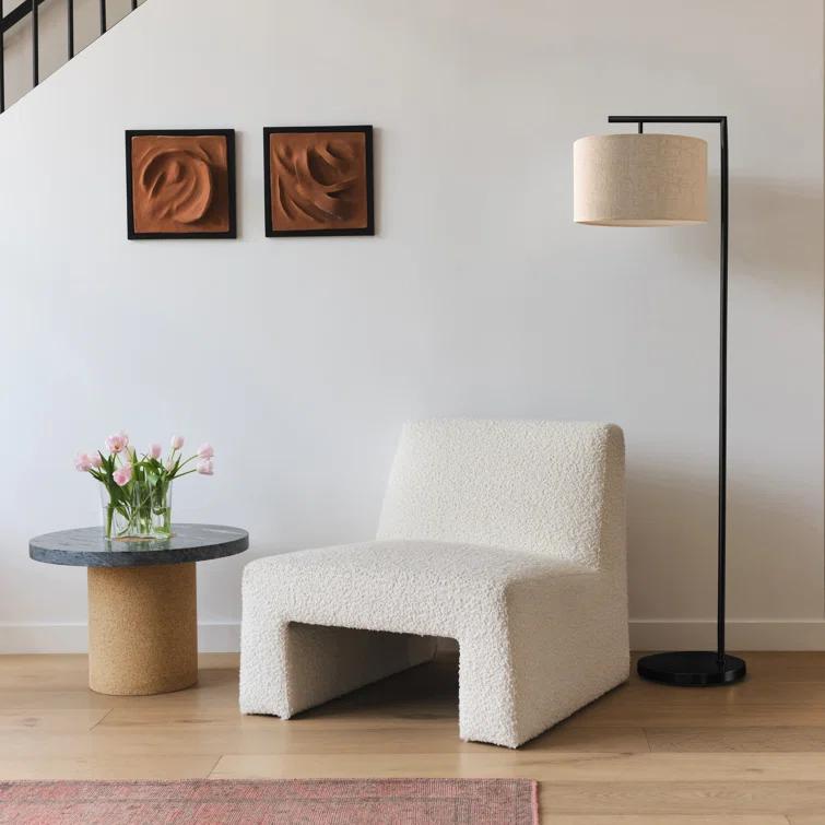 Montage Modern 60 in. Mid-Century Modern LED Floor Lamp with Fabric Drum Shade