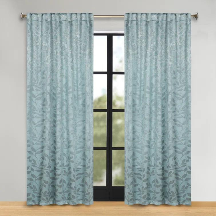Superior Leaves Machine Washable Room Darkening Blackout Curtains With Back Tabs by Superior (Set of 2)