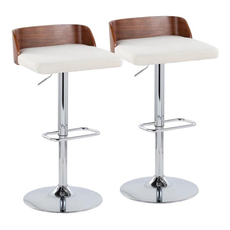 LumiSource Swivel Upholstered Adjustable Height Counter Stool with Metal Frame (Set of 2)