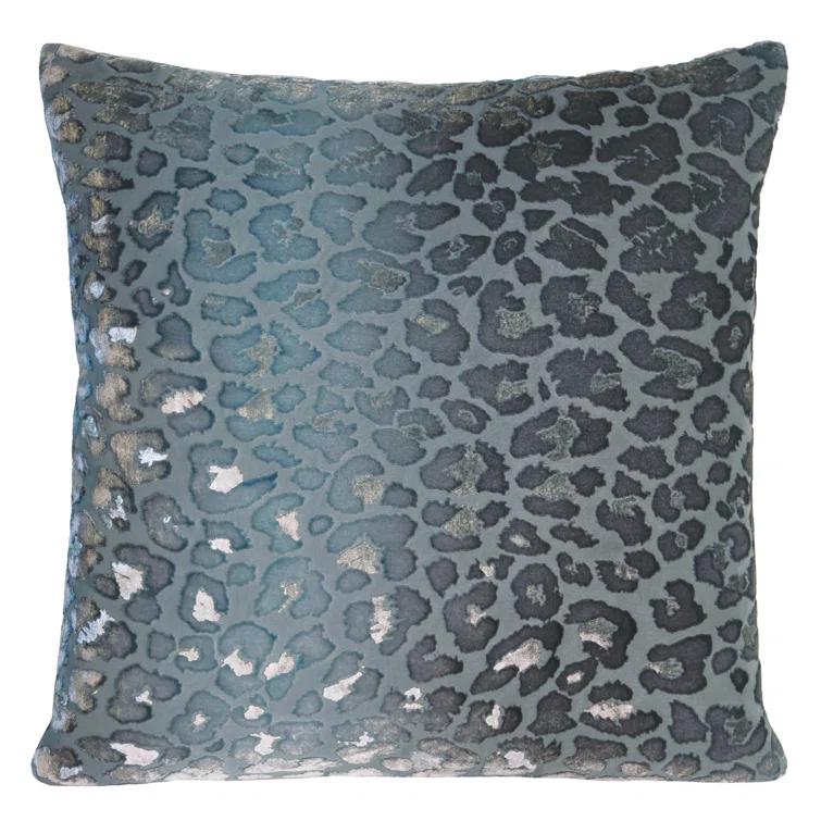 Kevin O'Brien Studio Leopard Animal Print Silk/Rayon/Velvet Reversible Throw Pillow
