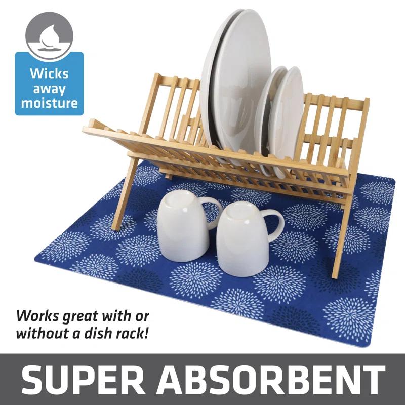 Drymate XL Dish Drying Mat, Kitchen Drip Pad - Absorbent, Waterproof, Slip-Resistant, Machine Washable (19" x 24") (Medicine Blue) (USA Made)