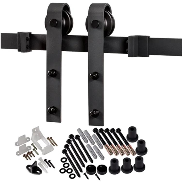 MMI DOOR Door Hinge 80'' Solid + Manufactured Wood Paneled with Installation Hardware Kit Barn Door