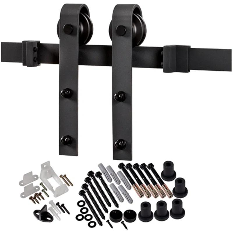 MMI DOOR Door Hinge 80'' Solid + Manufactured Wood Paneled with Installation Hardware Kit Barn Door