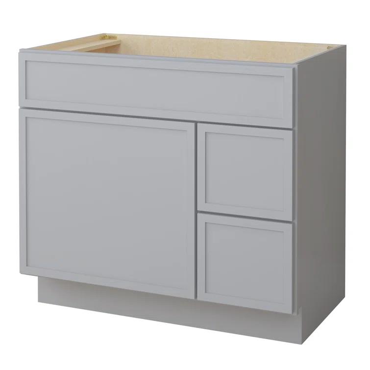 36" W Birch Plywood Freestanding Single Base 2 Drawers Storage Cabinet with Soft Close Door