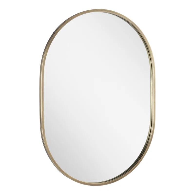 Signature Hardware Colborne 32-1/2" x 24" Modern Oval Framed Bathroom Wall Mirror