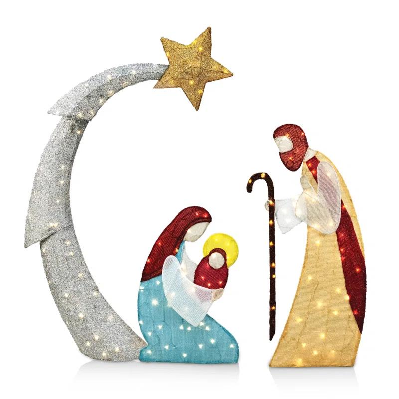Joiedomi 5FT Christmas Nativity Scene Yard Light with Pre-Lit LED Lights for Indoor Outdoor Garden, Lawn, Christmas Event, Christmas Eve Night Decoration