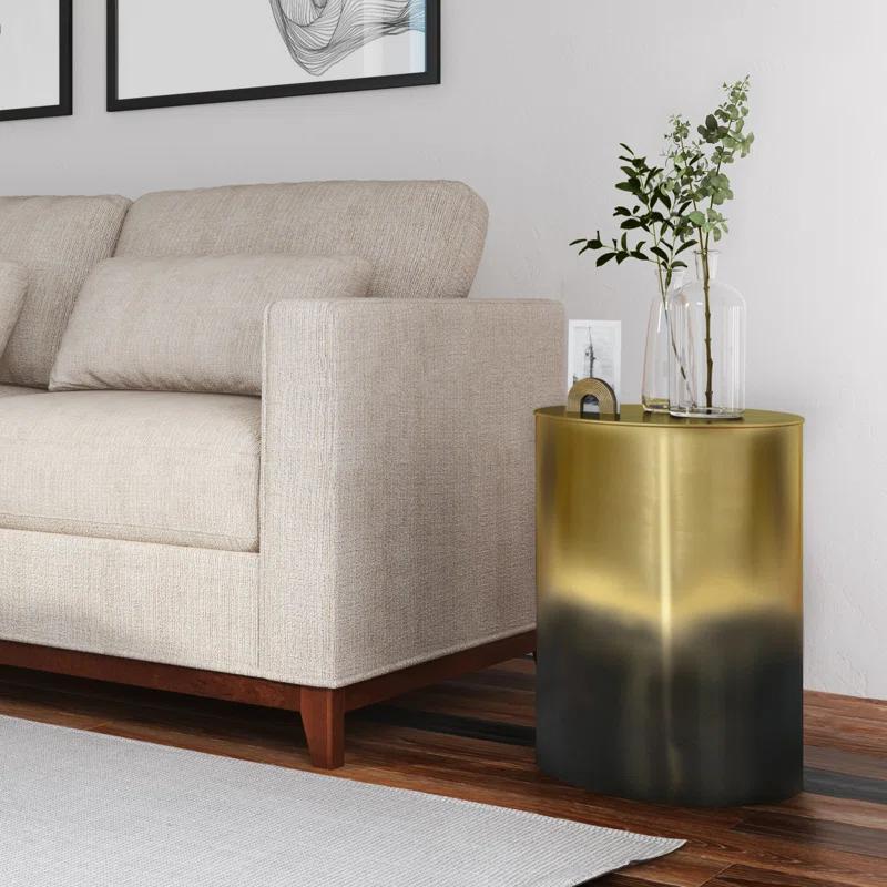 Simpli Home Curtis 16"W Metal Industrial End Table with Cylinder Design and Ombre Finish, Assembled