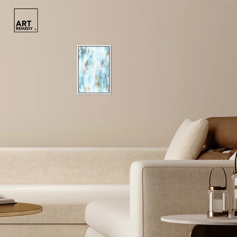 Art Remedy Art Remedy Textured Shades Framed Blue Abstract 1 Piece Canvas Wall Art 57567