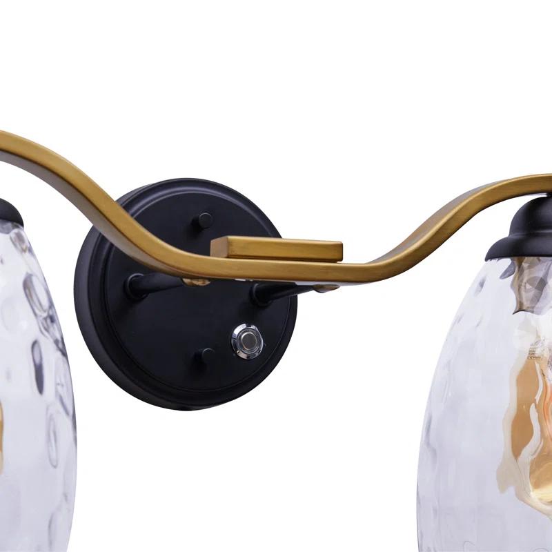 Mercer41 2-Light Modern Bathroom Vanity Wall Sconce with Hammered Glass Shades and 3-Stage Touch Dimmer