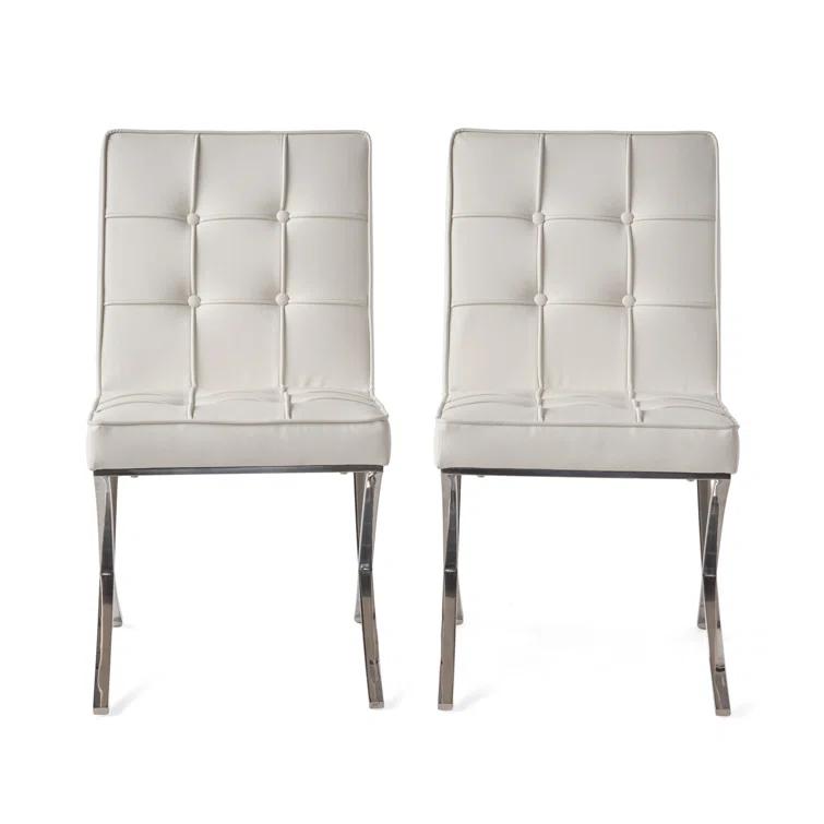 Orren Ellis Somerville 18.75'' H Tufted Faux Leather Upholstered Side Chair (Set of 2)