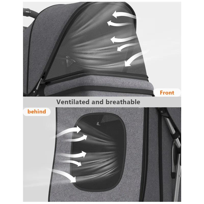 G & R PLUMBING ENTERPRISES, INC. Dog Stroller for Small/Medium Pets,Travel Folding Carrier 3 Wheels for Dog Cat Cage Jogger Stroller | Wayfair