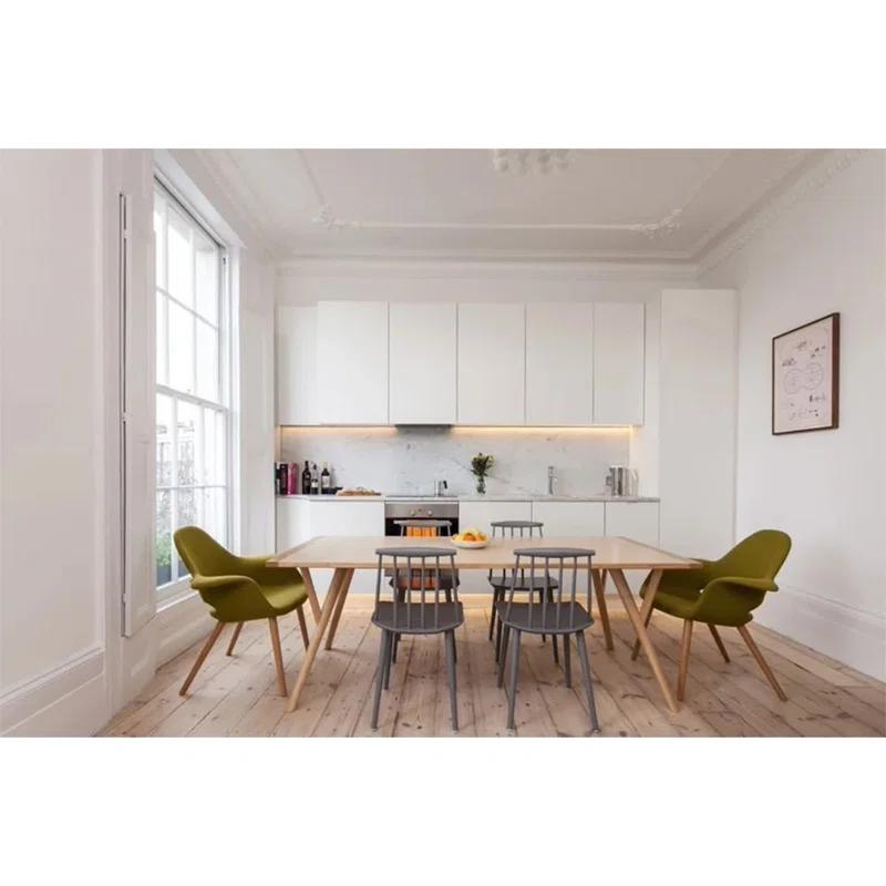 George Oliver Conover Clontz Upholstered Dining Armchairs – Mid-Century Modern Fabric Seat with Natural Wood Legs (Set of 2) (Set of 2)