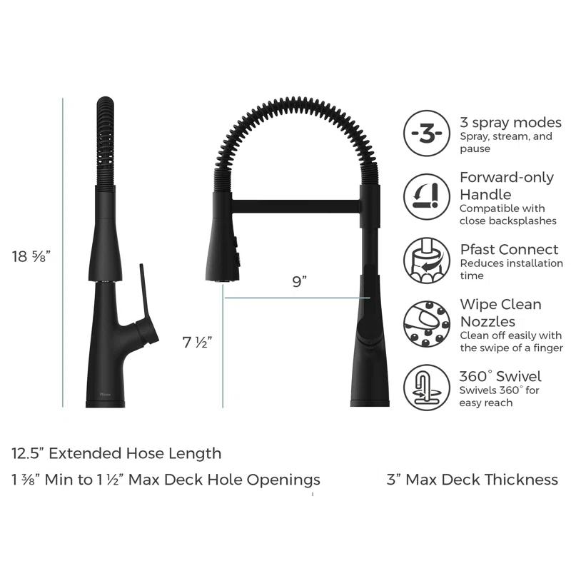 Pfister LG529NECB Neera Culinary Look Pull Down Single Handle Kitchen Faucet