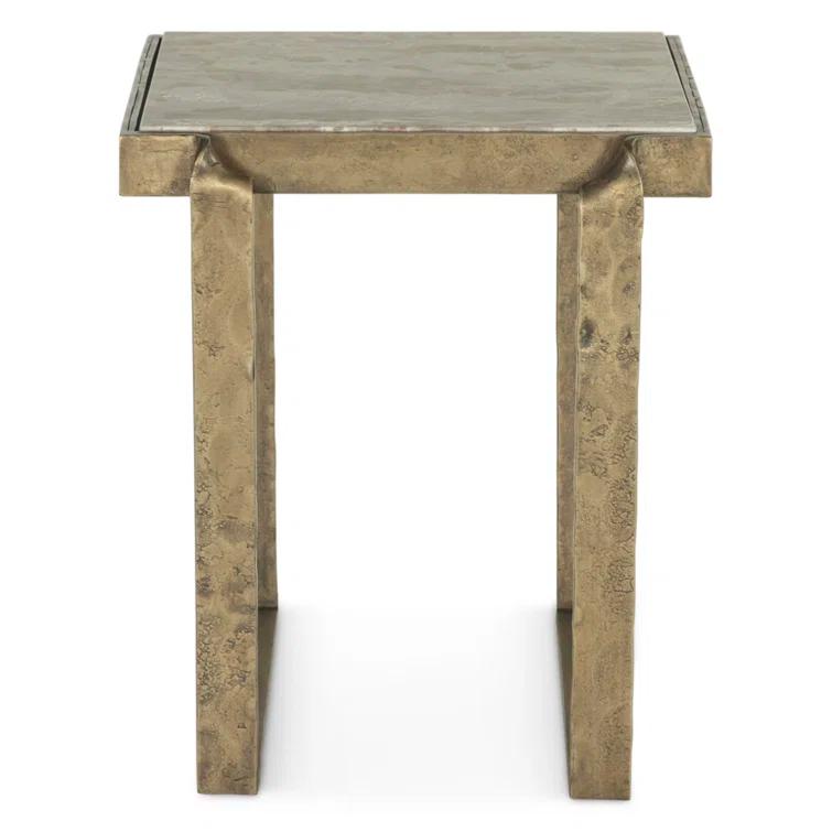 Home Trends & Design Rhodes 20" Side Table With Marble And Antique Brass