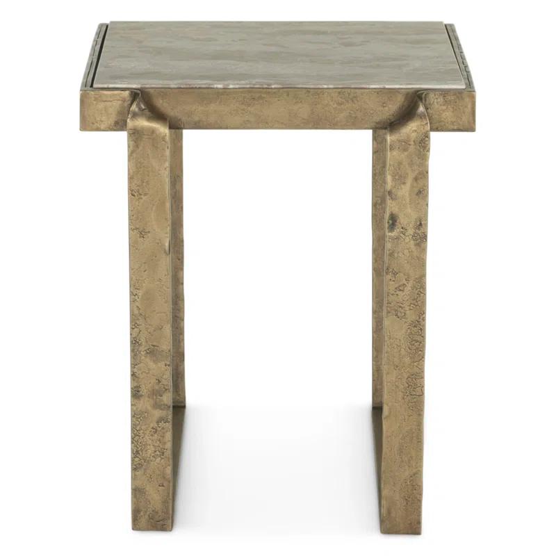 Home Trends & Design Rhodes 20" Side Table With Marble And Antique Brass