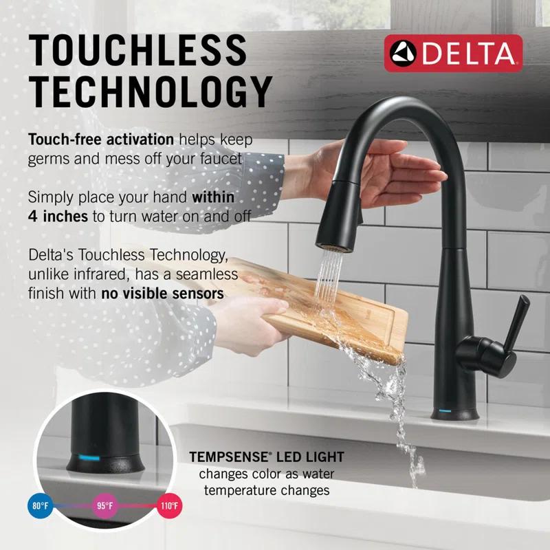 Delta 9113TL-BL-DST Essa Touch2O Kitchen Sink Faucet with Touchless Technology
