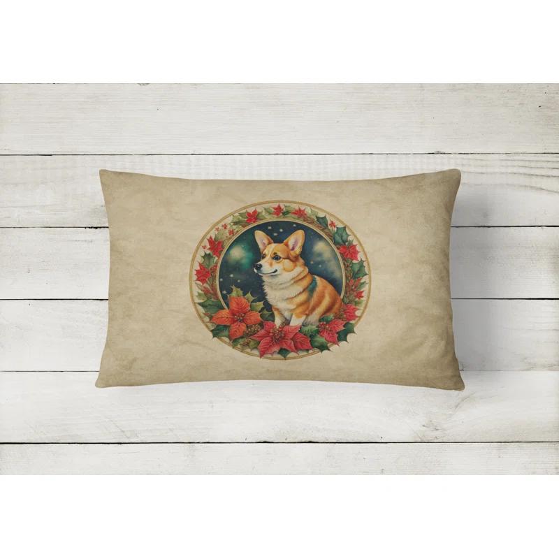 Caroline's Treasures Christmas Flowers Frame Other/No Pattern Indoor/Outdoor Throw Pillow