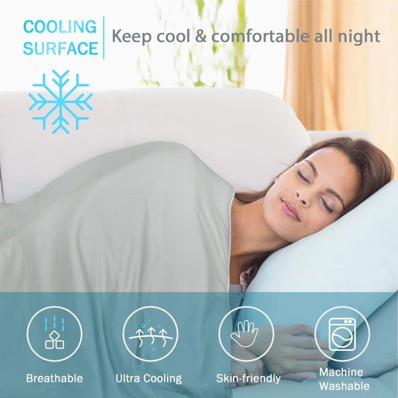 Catalonia Reversible Cooling Blanket, Lightweight Summer Comforter for Hot Sleepers, Silky Soft Summer Duvet Throw Size, 50 x 60 inches, Soft Breathable