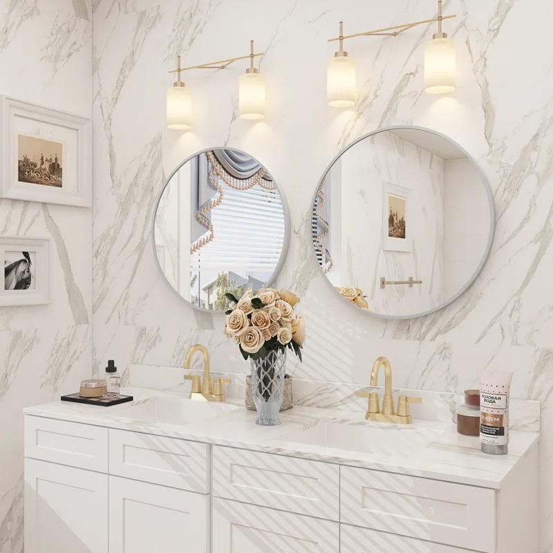 Amara Round High Quality Aluminum Alloy Framed French Cleat Mounted Wall Decor Bathroom Vanity Mirror with 5-Year Warranty