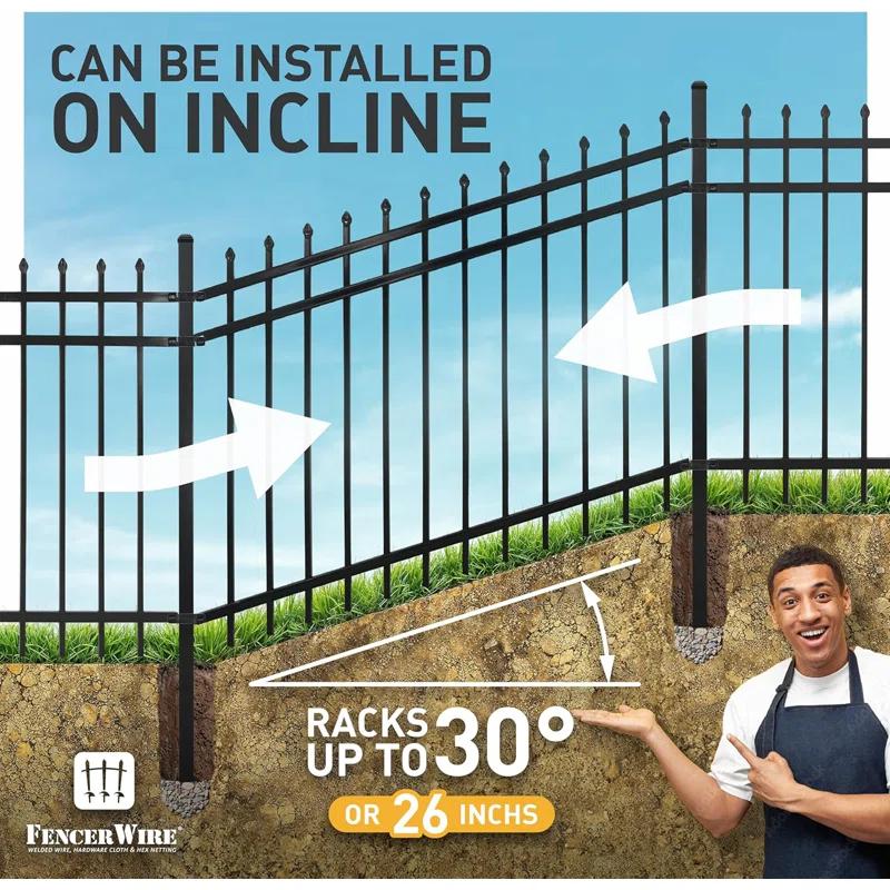 Fencer Wire Fencer Wire 4/ 5/ 6FT H X 6FT W Heavy Duty Pinnacle Fence Barrier Panel, Anti-Rust Metal Fencing Panel