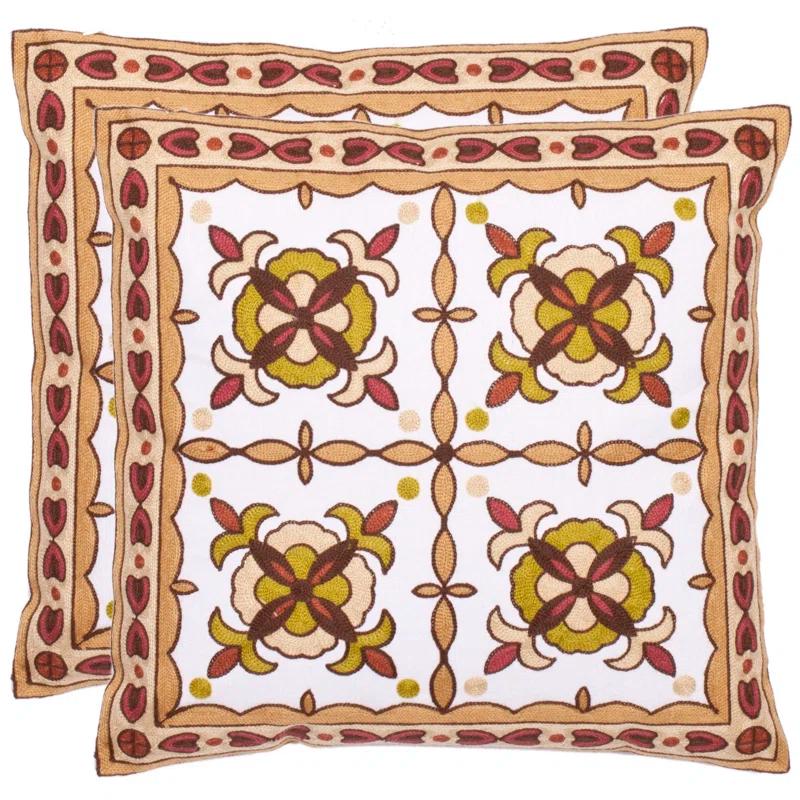 Safavieh Edward Embroidered Cotton Throw Pillow (Set of 2)