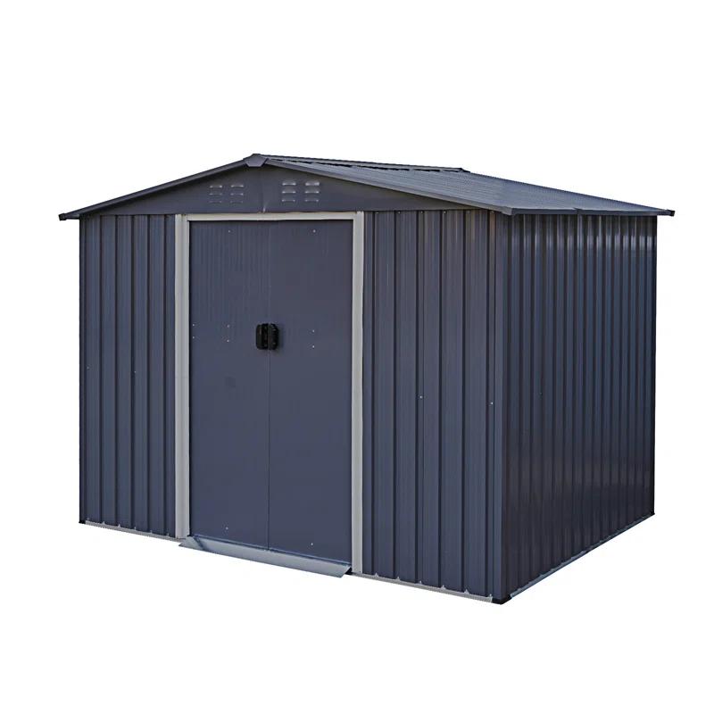Outdoor Storage Shed 6 FT Large Metal Tool Sheds, Heavy Duty Storage House With Sliding Doors With Air Vent For Backyard Patio Lawn To Store Bikes, Tools, Lawnmowers Dark Grey