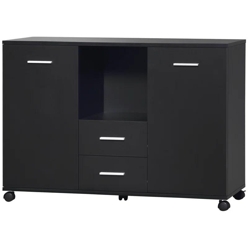 Latitude Run® Multifunction Office Filing Cabinet With 2 Drawers And 2 Shelves In Black