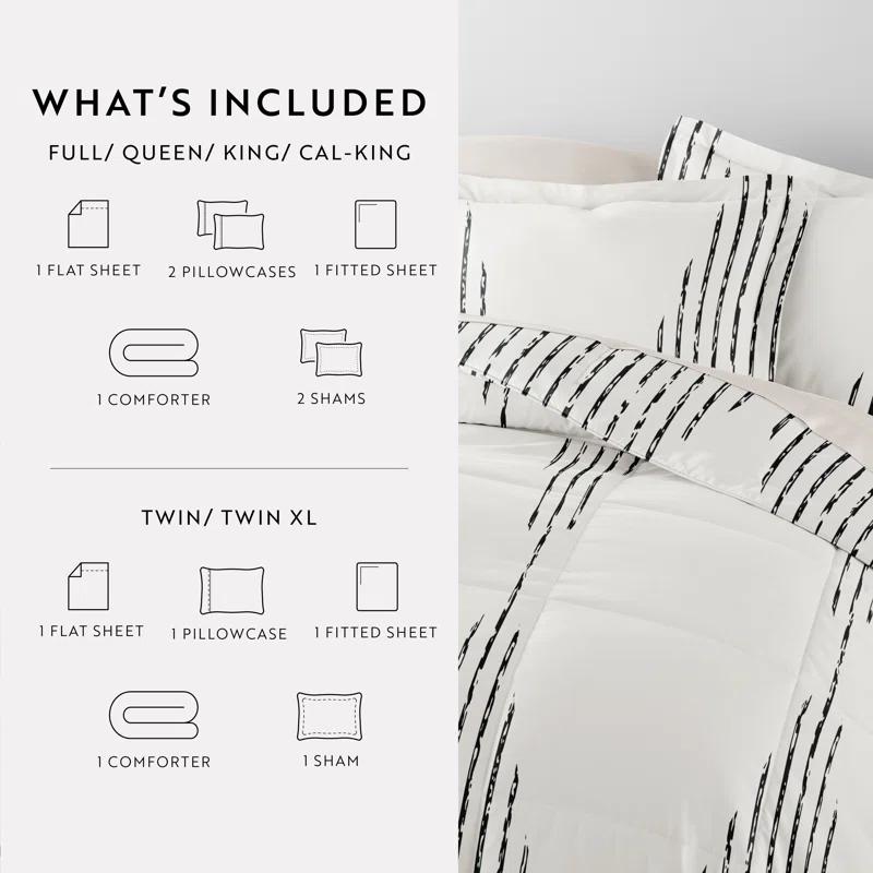 7-Piece Bedding Bundle - Pattern Comforter and Sheet Set