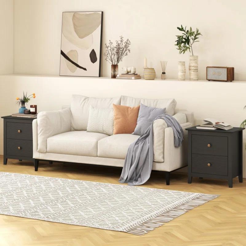 Latitude Run® Modern Nightstand with 2 Drawers for Small Spaces
