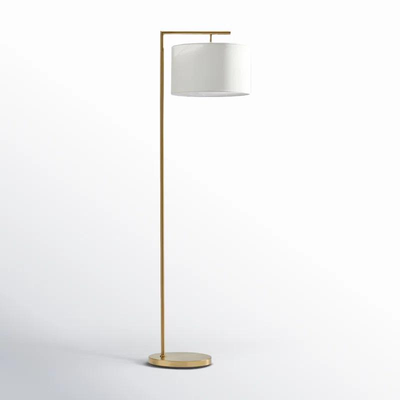 Montage Modern 60 in. Mid-Century Modern LED Floor Lamp with Fabric Drum Shade