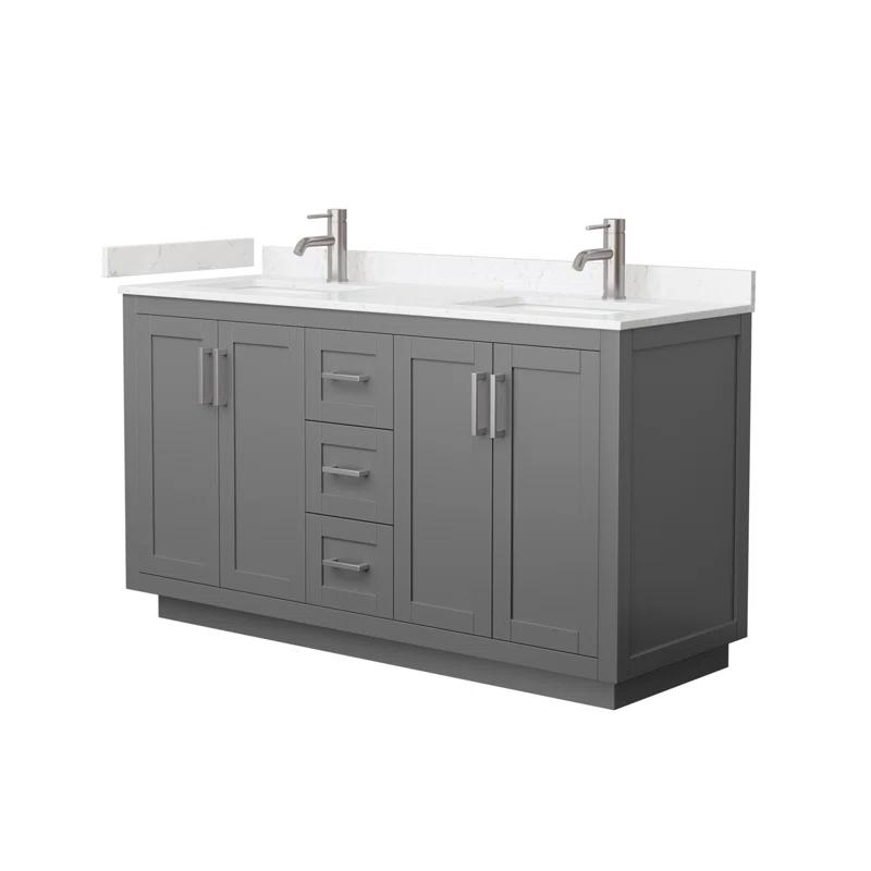 Wyndham Collection Miranda 60" Freestanding Double Bathroom Vanity with Cultured Marble Top