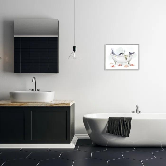 Stupell Industries " Dolphin Lounging In Bath Tub Nautical Shells " by Ziwei Li