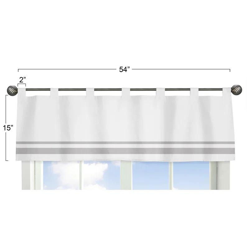 Sweet Jojo Designs White and Gray Hotel Cotton Tab Top Tailored Curtain Valance