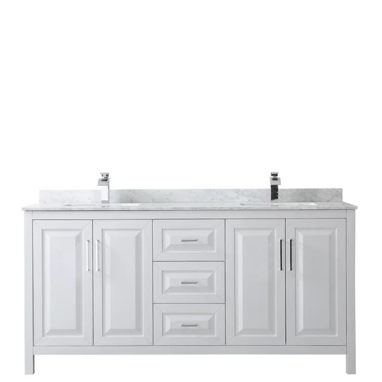 Wyndham Collection Daria 72'' Double Bathroom Vanity with Carrara Marble Top