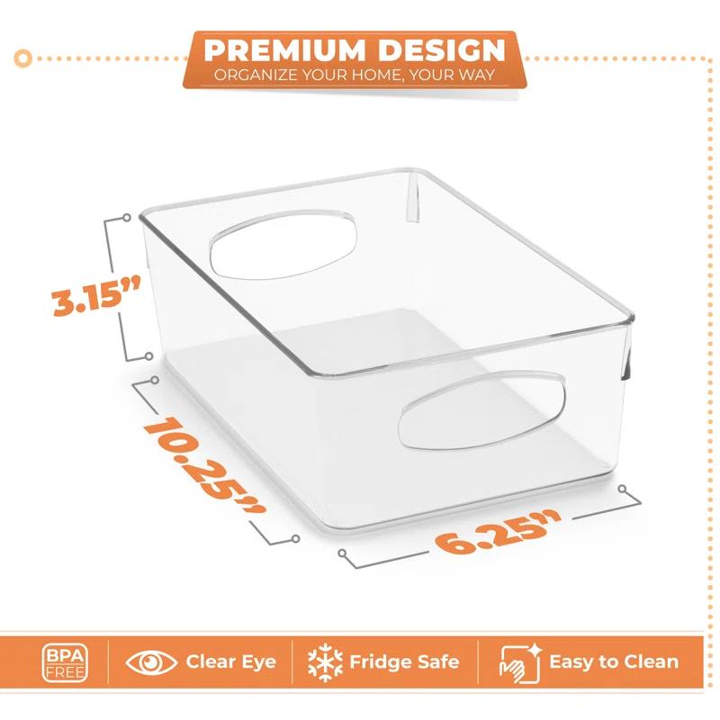 Sorbus Sorbus 10 Pack Narrow Clear Plastic Storage Bins with Handles for Shelves