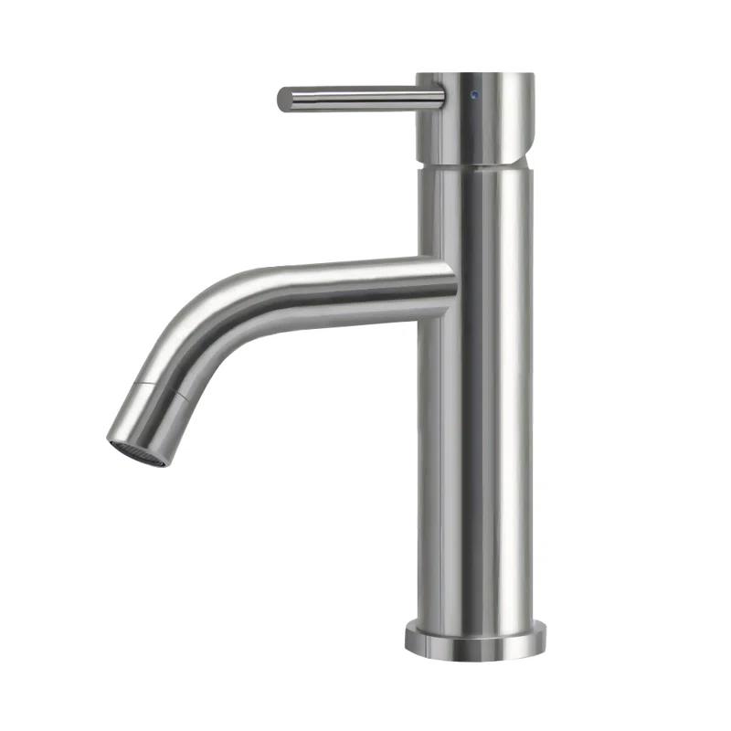 Whitehaus Collection WHS8601-SB-PSS Whitehaus Collection Lead-free Solid Stainless Steel Single Lever Elevated Lavatory Faucet