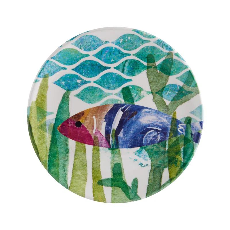 Fitz and Floyd Fitz and Floyd One Fish Two Fish 12-Piece Indoor/Outdoor Melamine Dinnerware Set, Service for 4