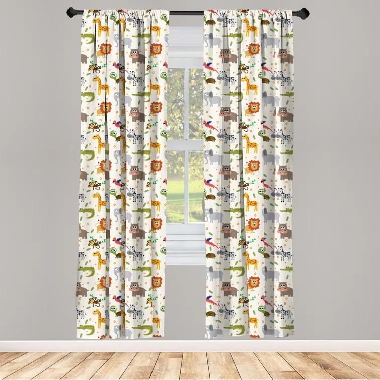 Ambesonne Semi-Sheer Rod Pocket Curtain Panels (Set of 2)