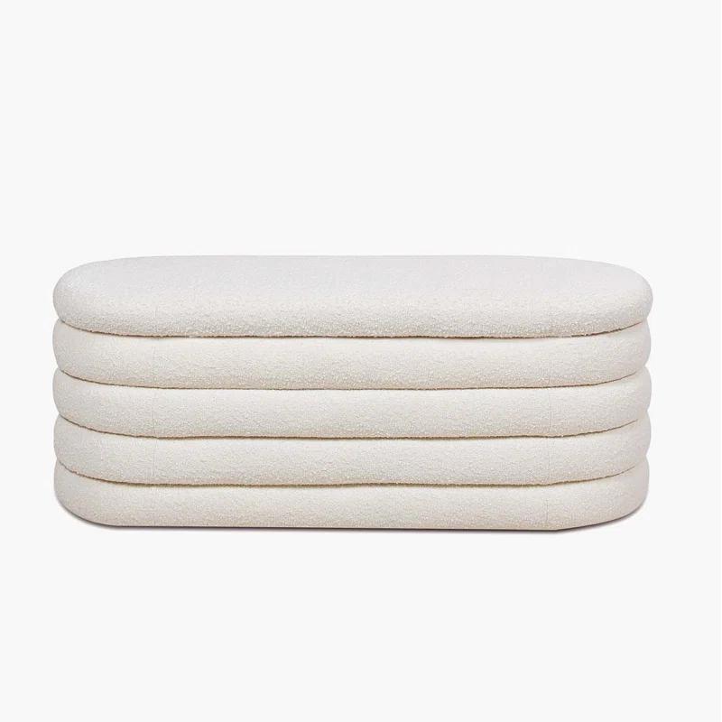Everly Quinn Boucle Upholstered Storage Bench