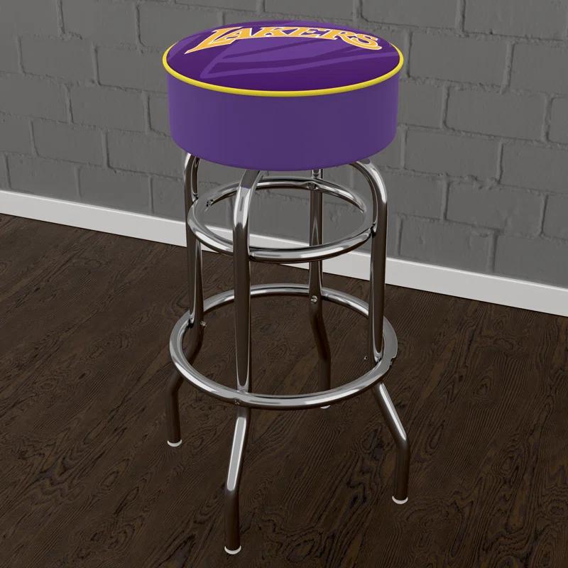 Trademark Global Swivel Upholstered Counter Stool with Metal Frame