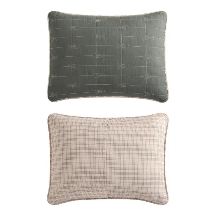 Eddie Bauer Eddie Bauer Troutdale Green Cotton Reversible Quilt Set