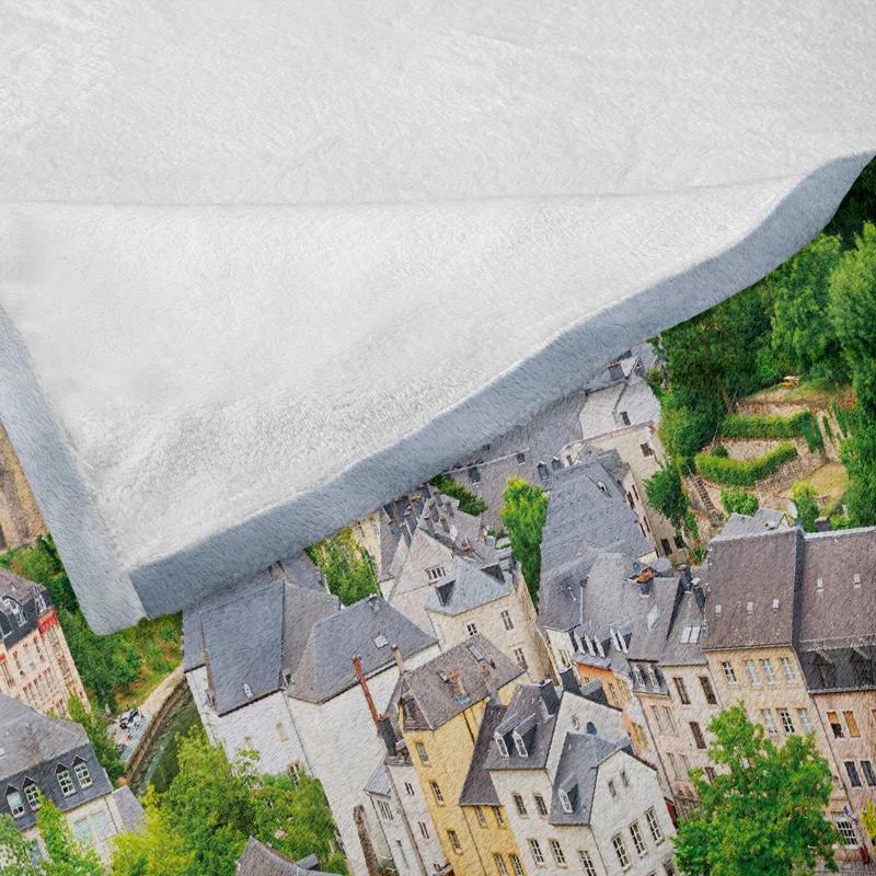 Ambesonne Ambesonne Landscape Fleece Throw Blanket Old Town Luxembourg Multicolor
