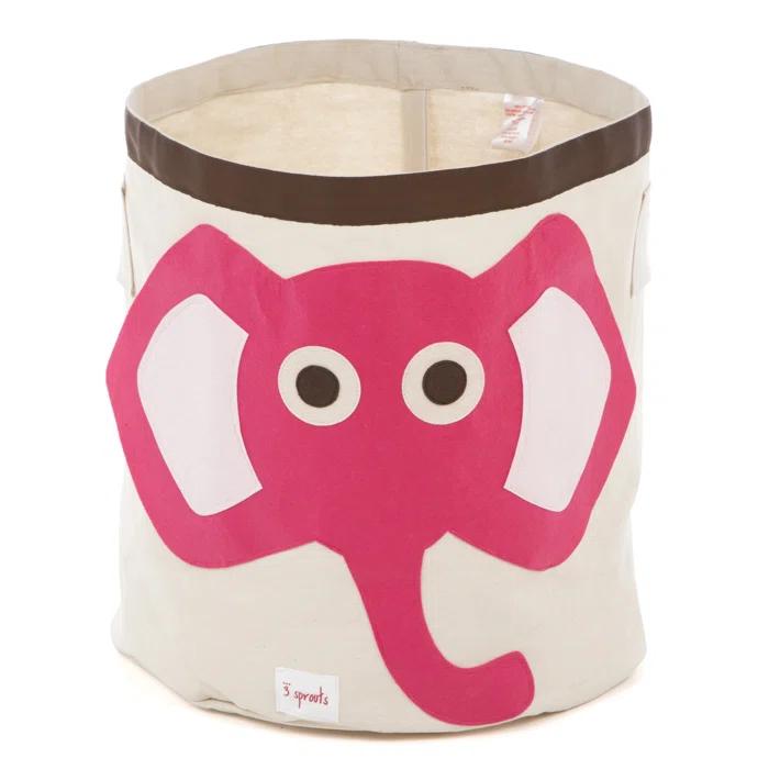 3 Sprouts 3 Sprouts - Canvas Storage Bin - Laundry and Toy Basket for Baby and Kids - Elephant