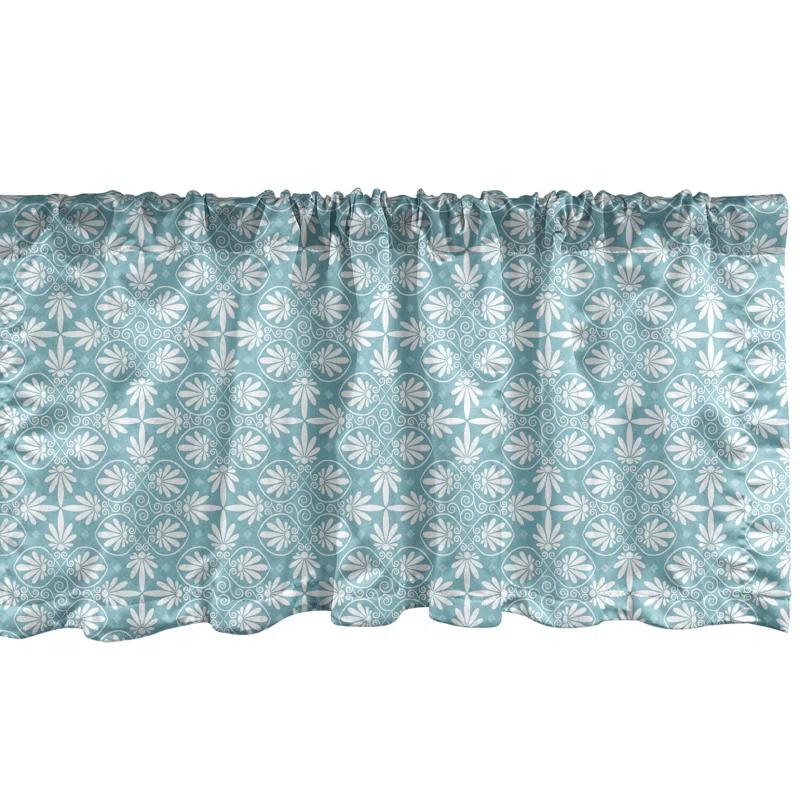 Ambesonne Ambesonne Classic Valance Pack of 2 Greek Inspired Floral Art  Pale Slate Blue White