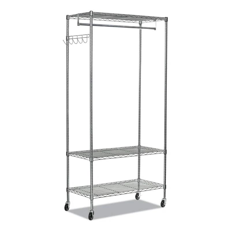 Alera® Wire Shelving Series Metal Rolling Clothing Rack
