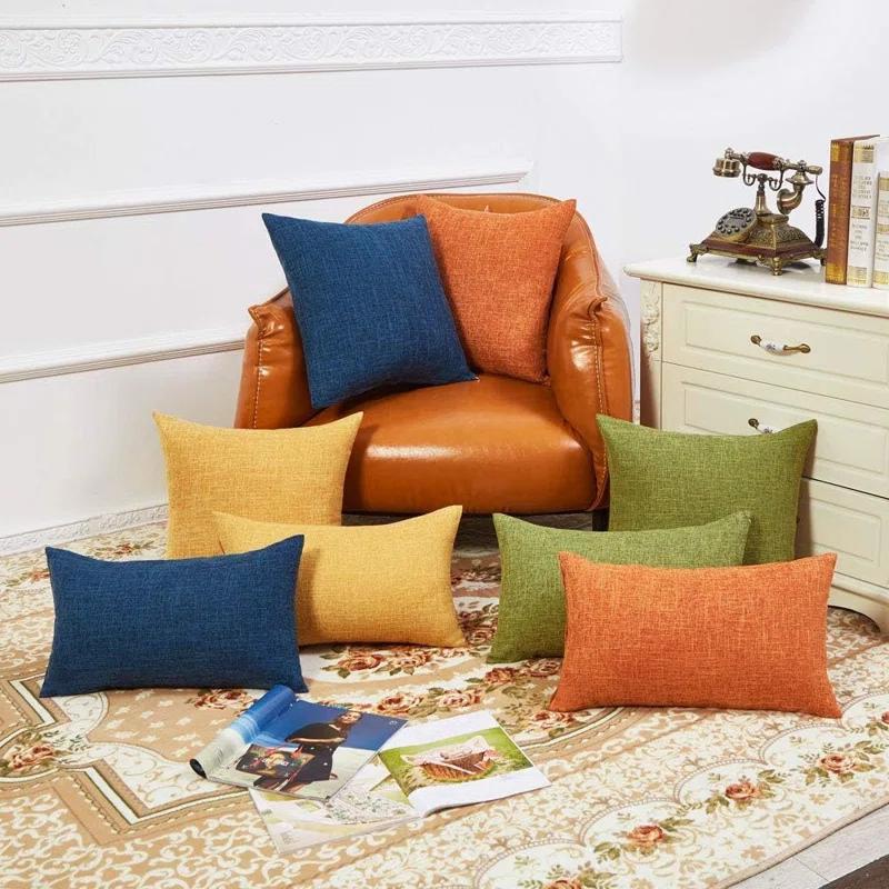 MAXAYA Set Of 2 Mustard Yellow Pillow Covers 18X18 Inch Rustic ...