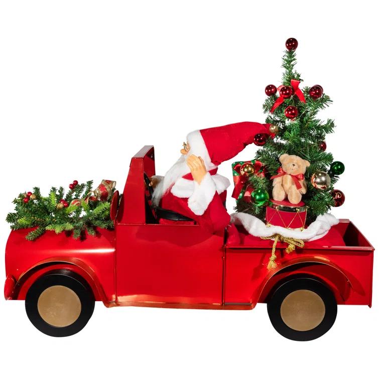 Northlight Seasonal Animated And Musical Santa Driving Vintage Truck Christmas Decoration - 36.5"