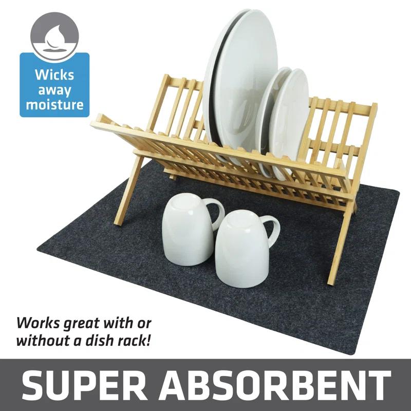 Drymate Low-Profile Dish Drying Mat, Drip Pad For Kitchen Counter - Thin/Absorbent/Waterproof/Easy To Clean