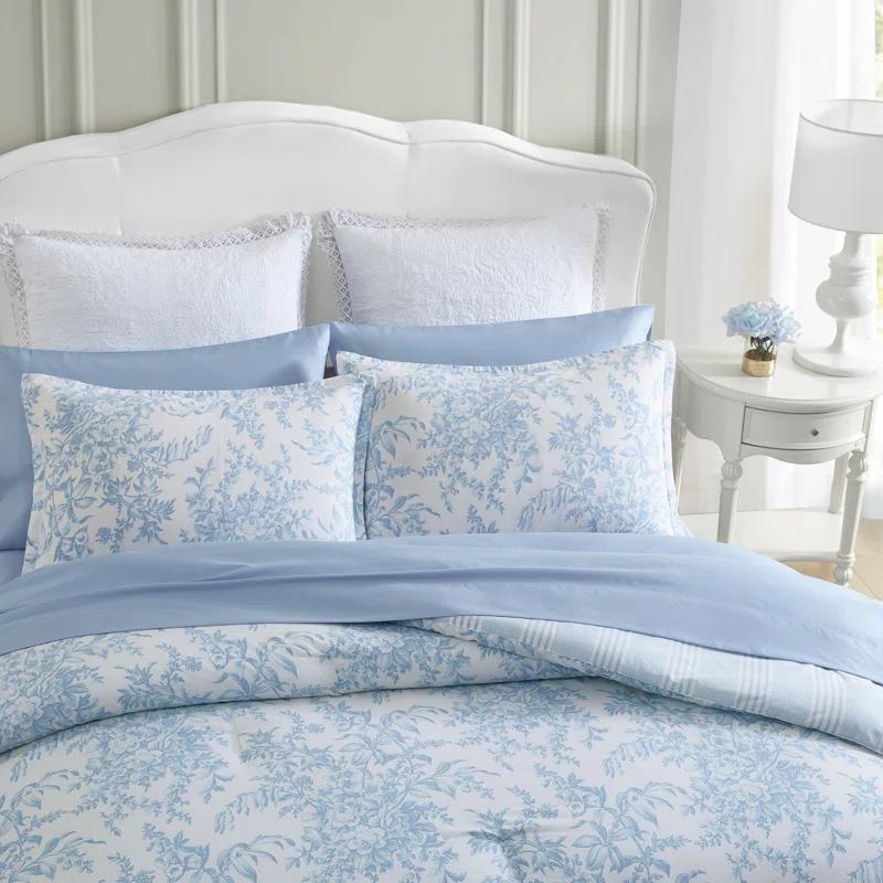 Laura Ashley Laura Ashley Bedford Reversible Cotton Blue Comforter Set
